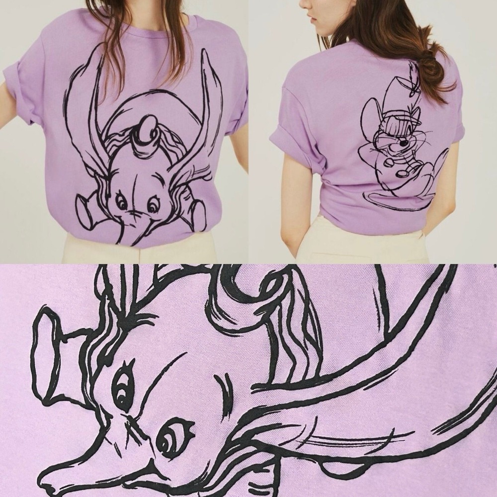 Zara Disney RARE Dumbo Timothy Q. Mouse Cotton T-Shirt Purple Size Small Read**